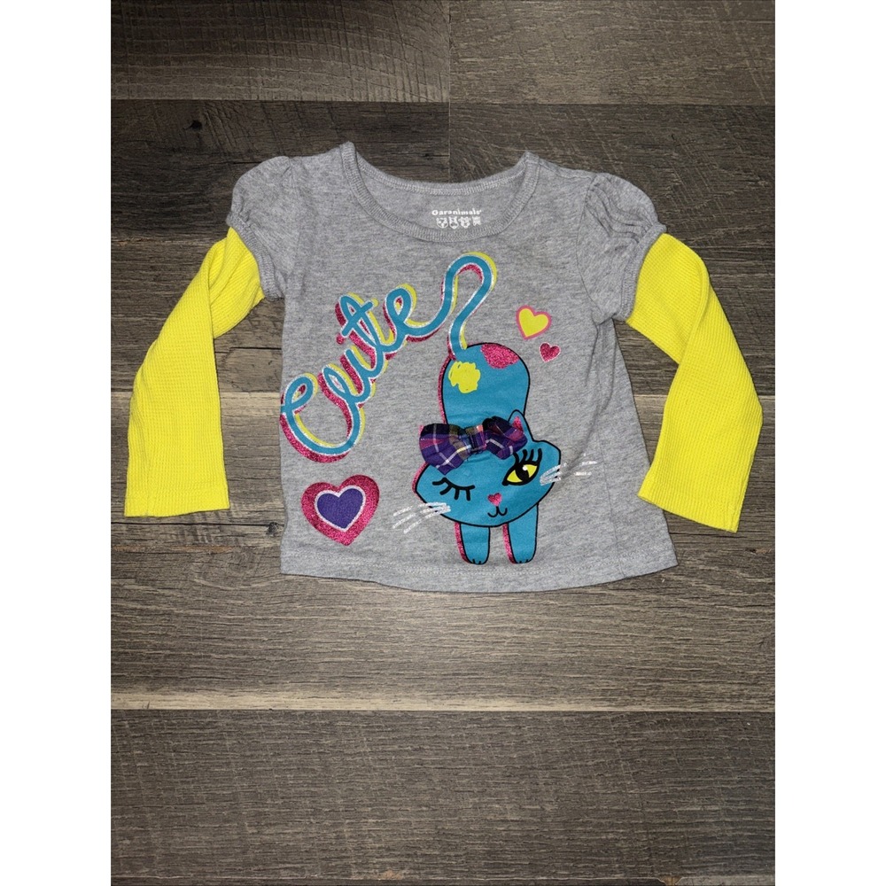 Y2K Garanimals Long Sleeve Kitty Car Shirt Size 12 Months 100% Cotton
